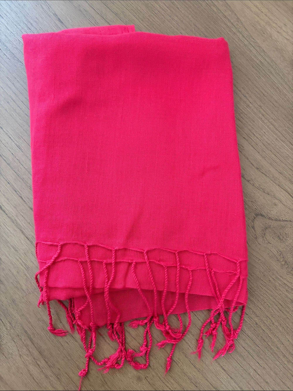 Bright Coral Pink Women’s Fringe Scarf